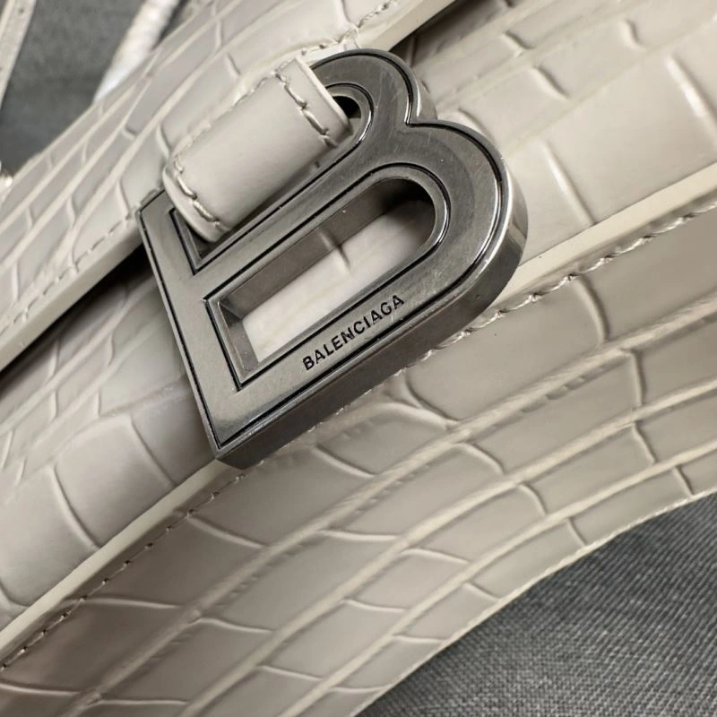 Fashionable Balenciaga Hourglass Croc-Pattern Bag with Silver Buckle 70027