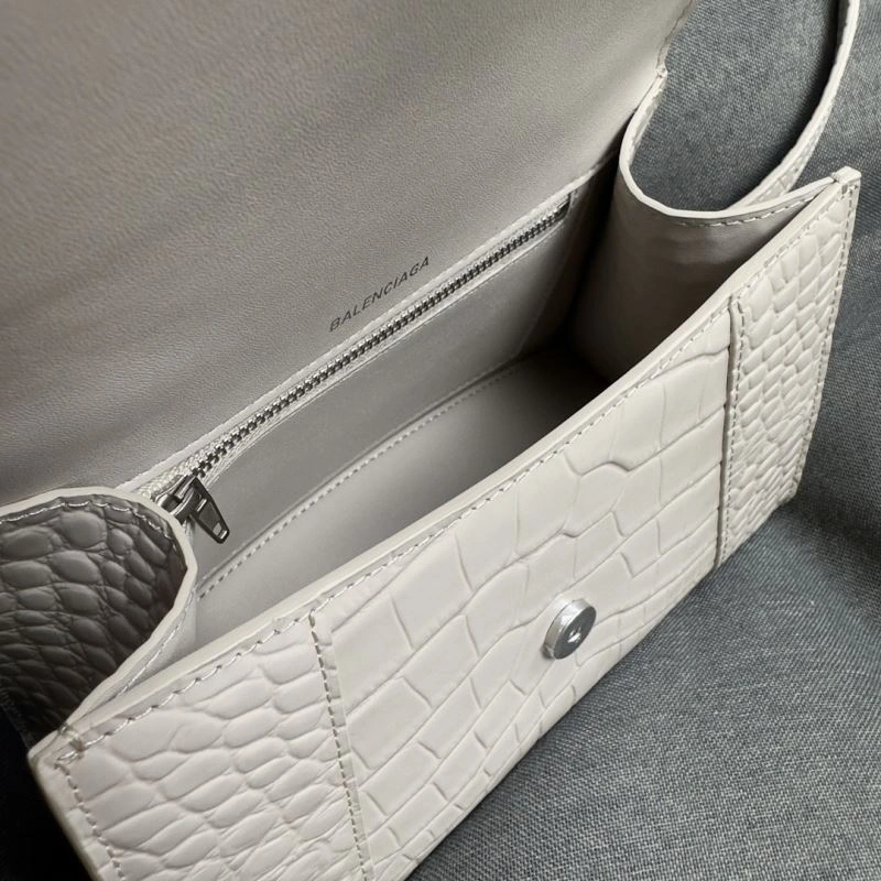 Fashionable Balenciaga Hourglass Croc-Pattern Bag with Silver Buckle 70027