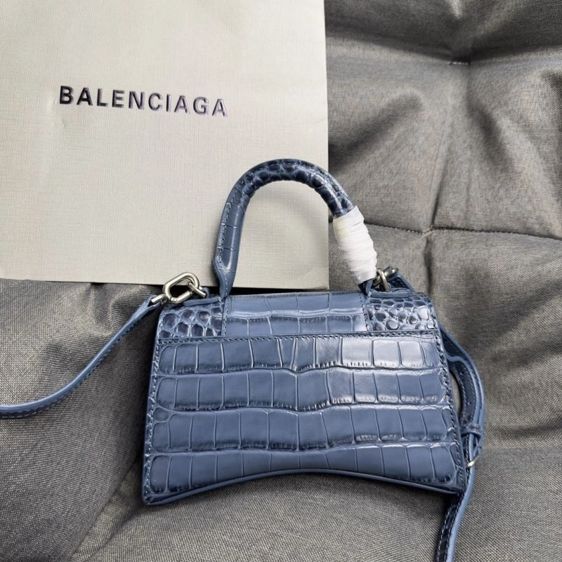 WrinkleFree Balenciaga Hourglass Croc XS Bag - Gray-Blue Silver Buckle 69992
