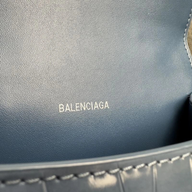 WrinkleFree Balenciaga Hourglass Croc XS Bag - Gray-Blue Silver Buckle 69992