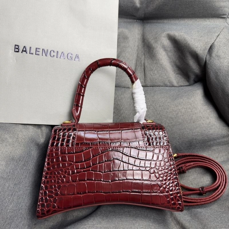 TechFriendly Balenciaga Hourglass Crocodile Bag in Burgundy with Gold Buckle 70028