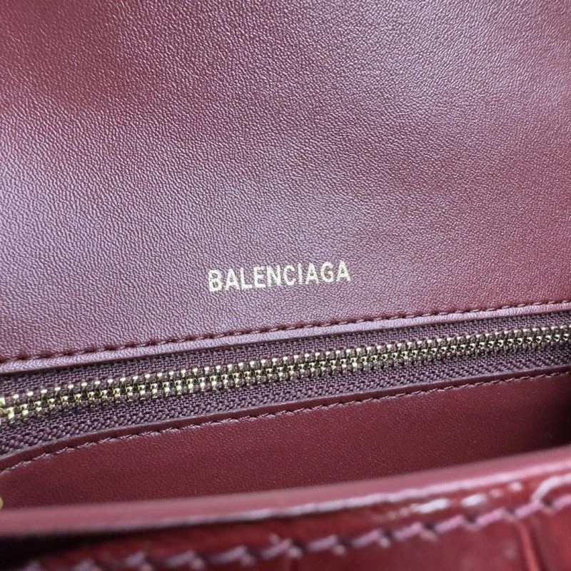 TechFriendly Balenciaga Hourglass Crocodile Bag in Burgundy with Gold Buckle 70028