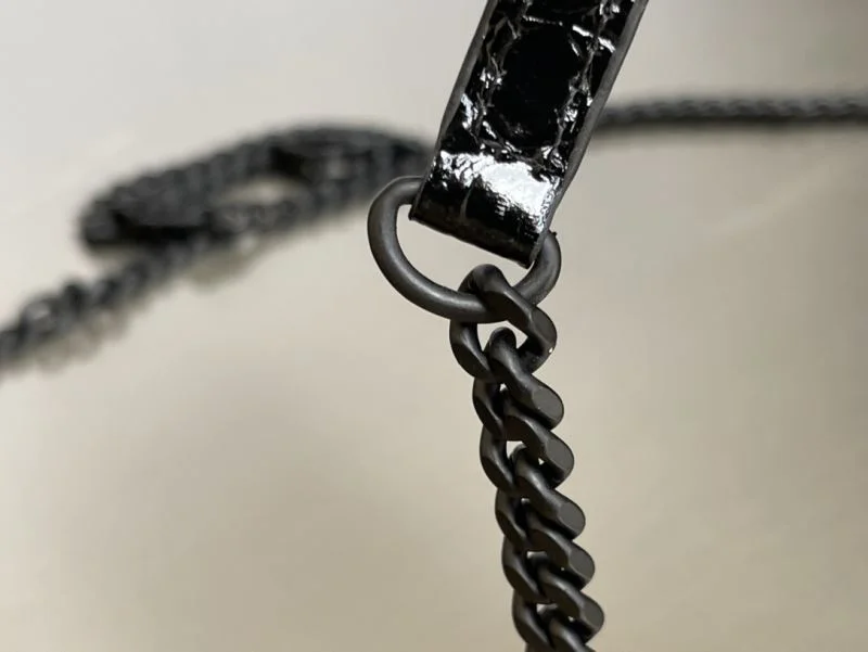 Seasonal Balenciaga Hourglass Crocodile Black Buckle Chain Bag 38285