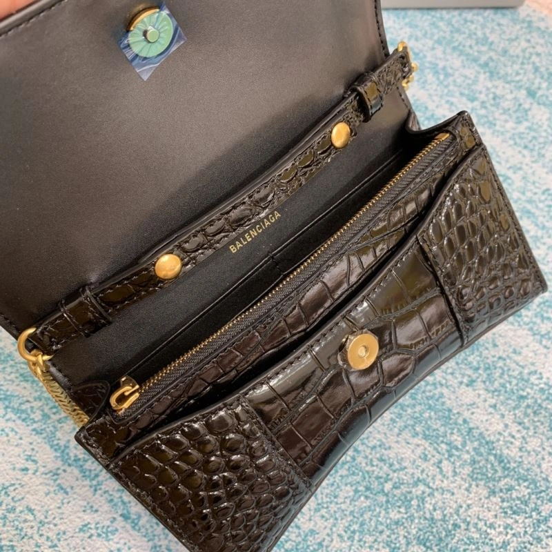 Balenciaga Hourglass Crocodile Chain Bag in Black Gold Unisex 72651
