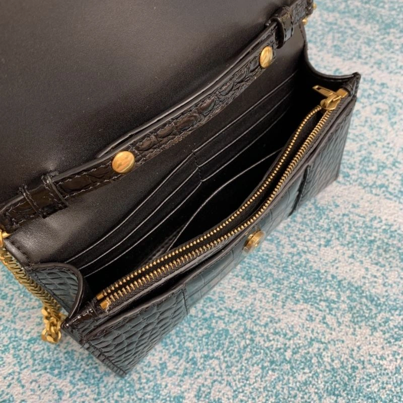 Balenciaga Hourglass Crocodile Chain Bag in Black Gold Unisex 72651