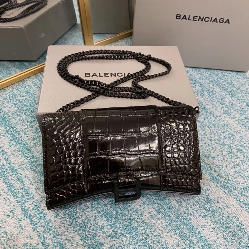Sustainable Balenciaga Hourglass Crocodile Chain Bag with B-Pull Tab 72610