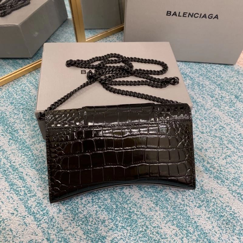 Sustainable Balenciaga Hourglass Crocodile Chain Bag with B-Pull Tab 72610