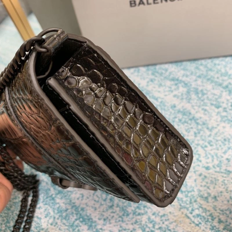 Sustainable Balenciaga Hourglass Crocodile Chain Bag with B-Pull Tab 72610
