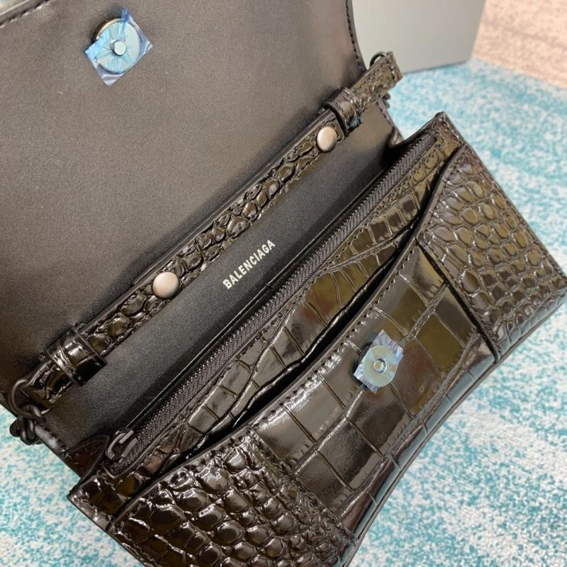 Sustainable Balenciaga Hourglass Crocodile Chain Bag with B-Pull Tab 72610