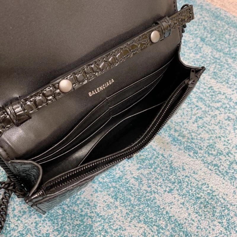 Sustainable Balenciaga Hourglass Crocodile Chain Bag with B-Pull Tab 72610