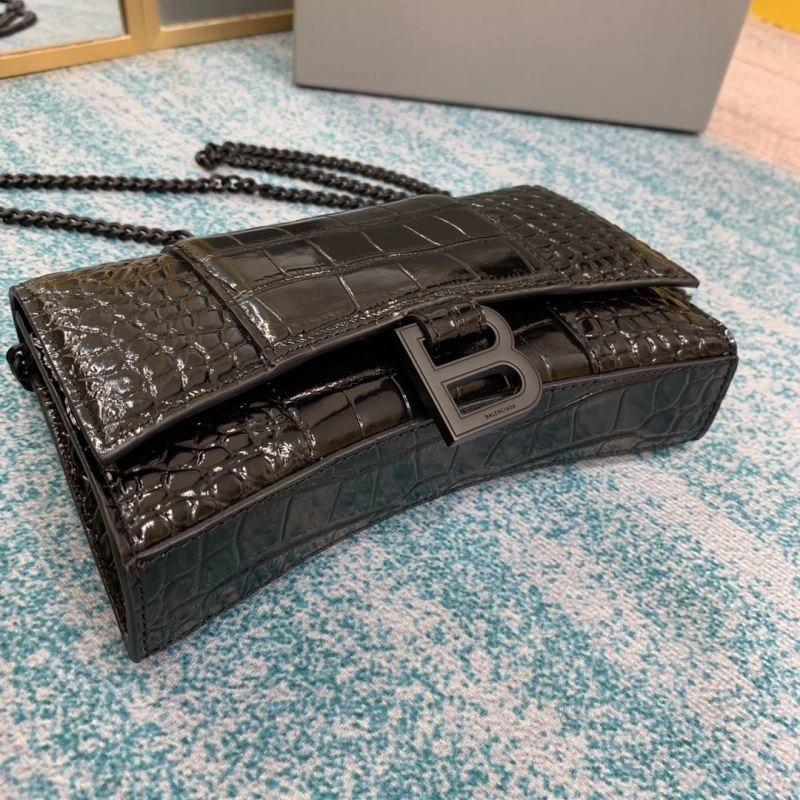 Sustainable Balenciaga Hourglass Crocodile Chain Bag with B-Pull Tab 72610