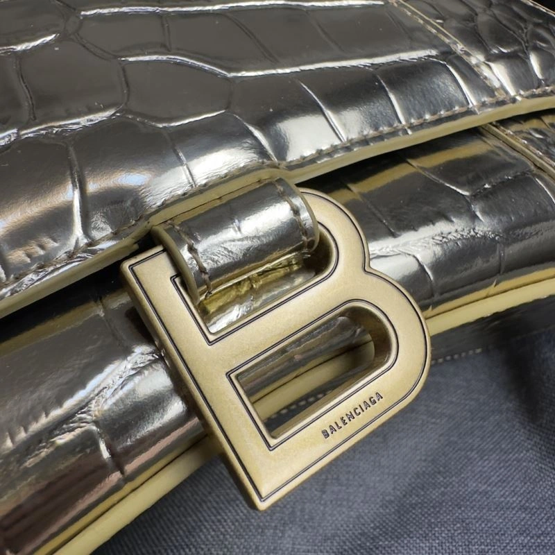 Balenciaga Hourglass Crocodile Moon Bag with Gold Buckle Tailored 70049