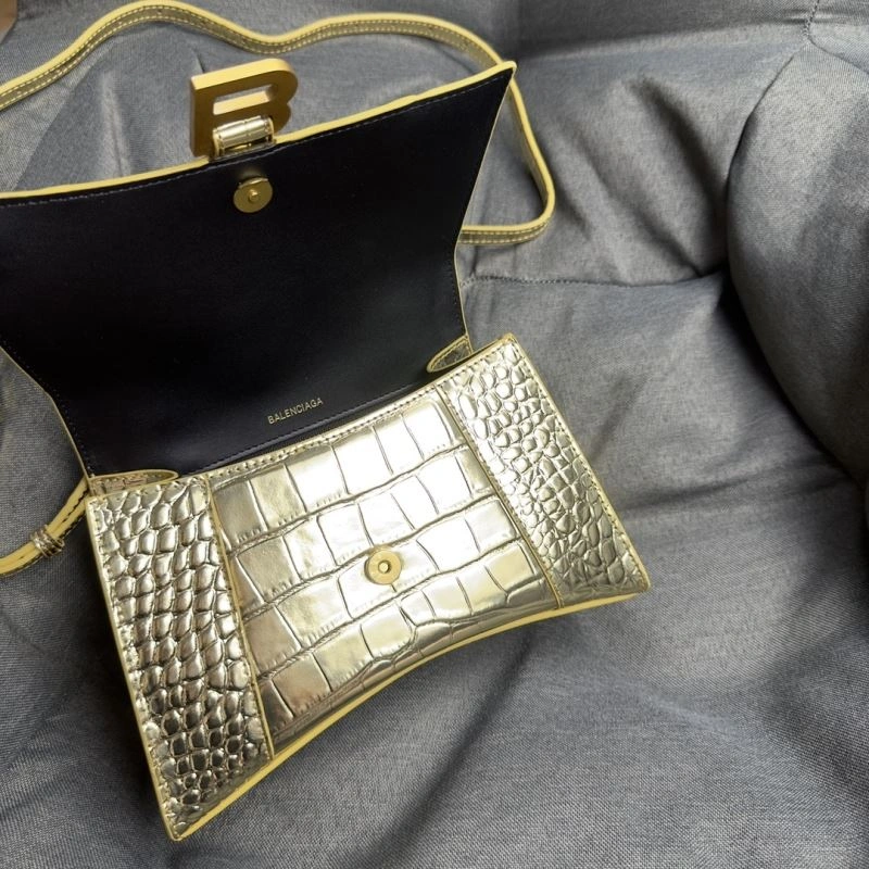Balenciaga Hourglass Crocodile Moon Bag with Gold Buckle Tailored 70049