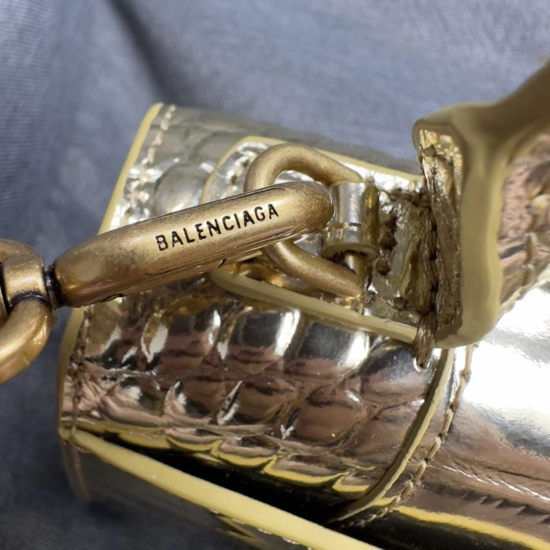 Balenciaga Hourglass Crocodile Moon Bag with Gold Buckle Tailored 70049