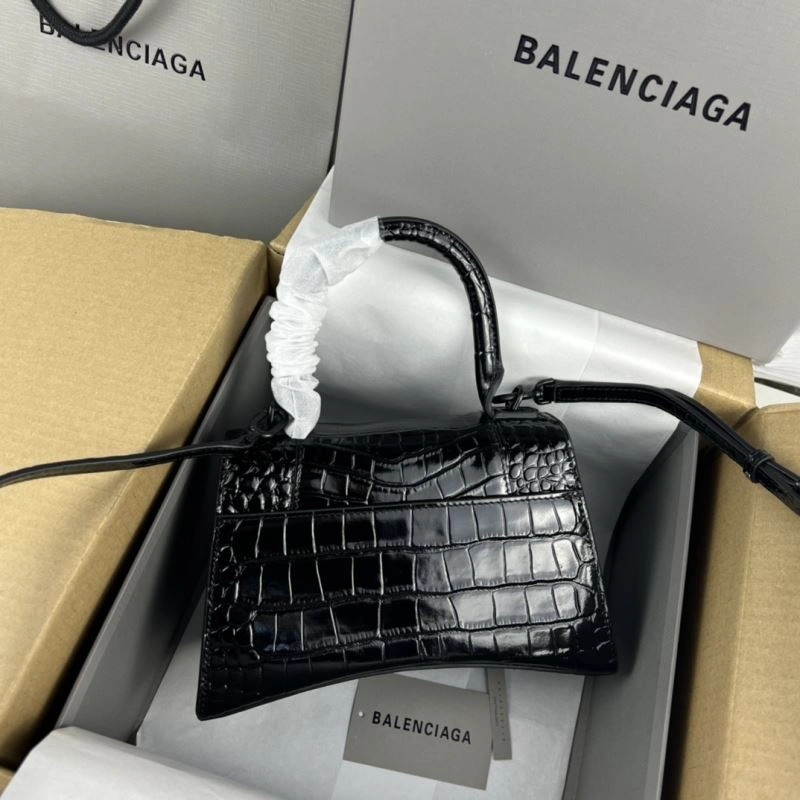 Balenciaga Hourglass Crocodile Pattern Bag - Black Buckle Thermal 78711