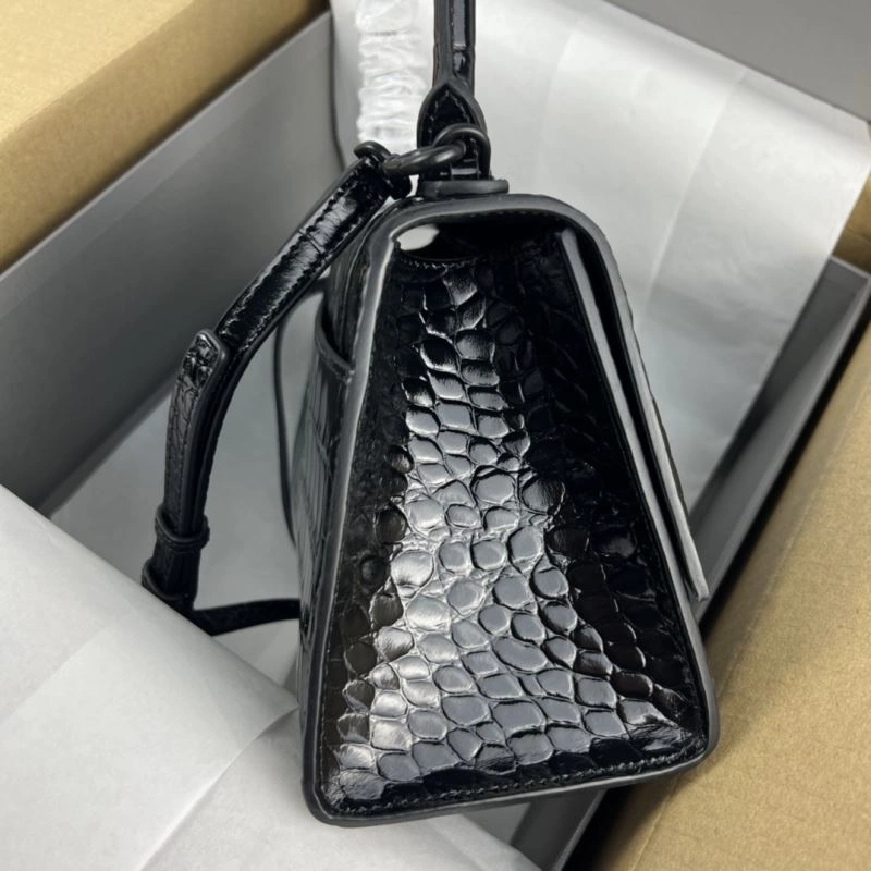 Balenciaga Hourglass Crocodile Pattern Bag - Black Buckle Thermal 78711