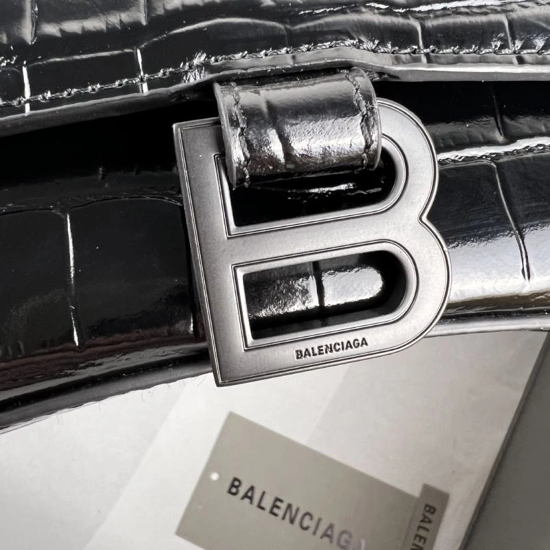 Balenciaga Hourglass Crocodile Pattern Bag - Black Buckle Thermal 78711