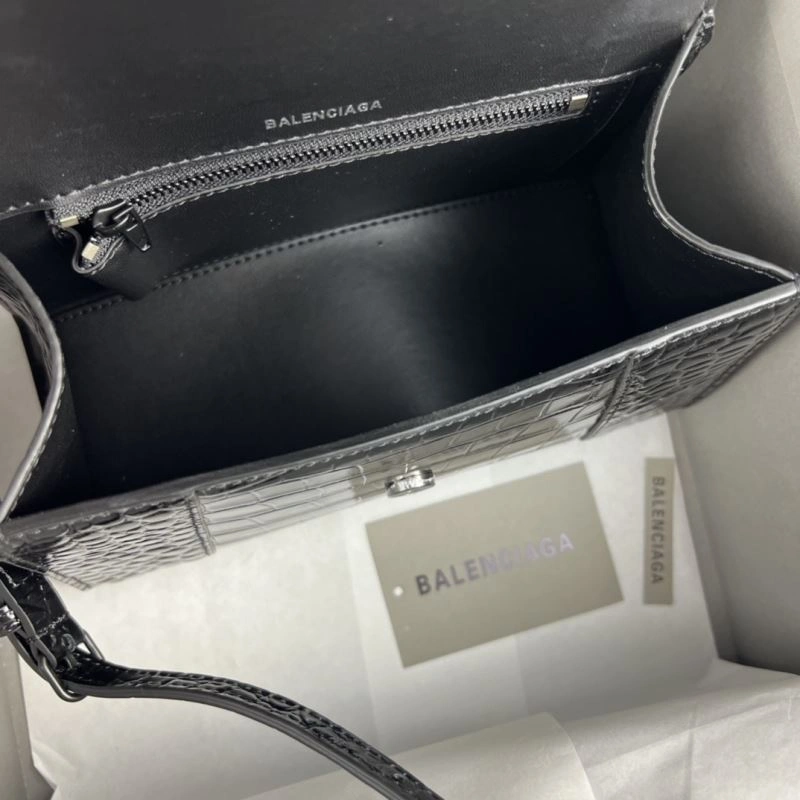 Balenciaga Hourglass Crocodile Pattern Bag - Black Buckle Thermal 78711