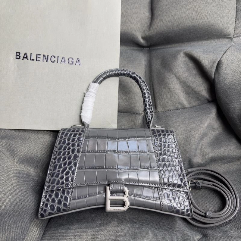 Balenciaga Hourglass Crocodile Pattern Bag - Carbon Gray S Size Thermal 70013