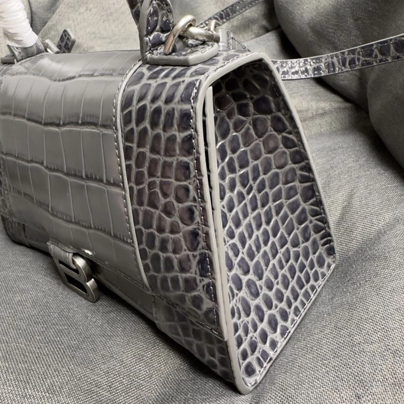 Balenciaga Hourglass Crocodile Pattern Bag - Carbon Gray S Size Thermal 70013