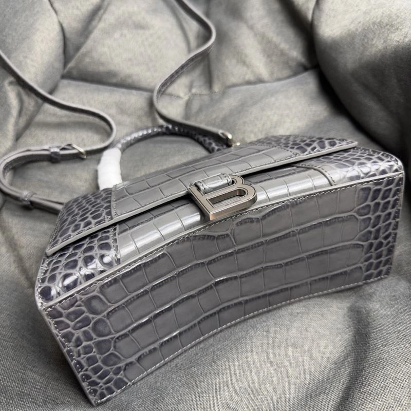 Balenciaga Hourglass Crocodile Pattern Bag - Carbon Gray S Size Thermal 70013