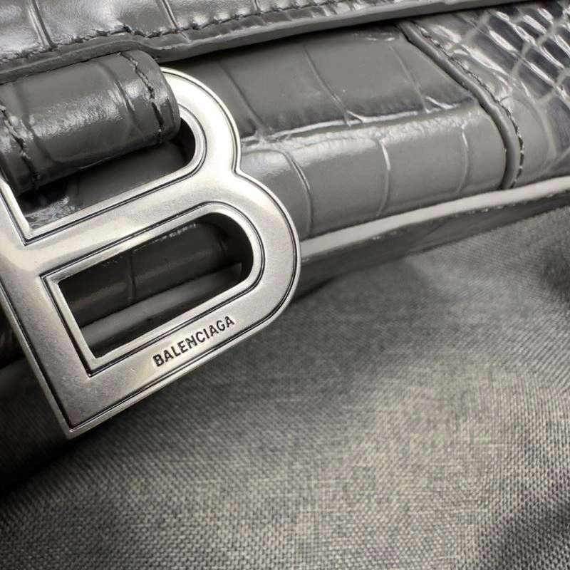 Balenciaga Hourglass Crocodile Pattern Bag - Carbon Gray S Size Thermal 70013
