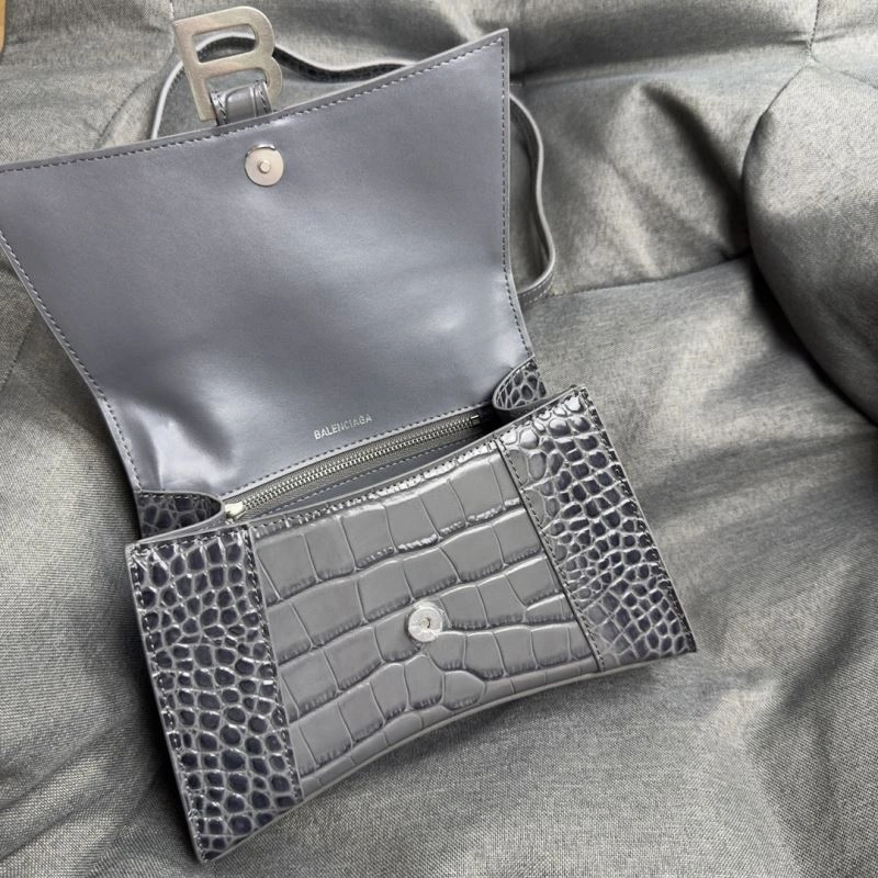 Balenciaga Hourglass Crocodile Pattern Bag - Carbon Gray S Size Thermal 70013