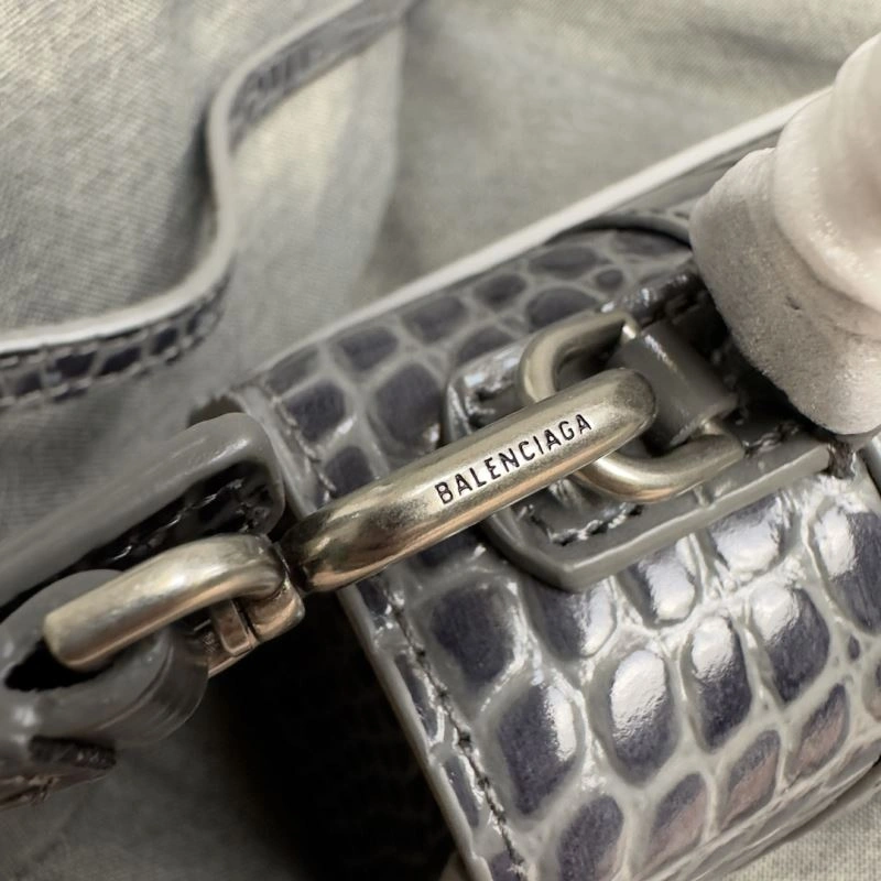 Balenciaga Hourglass Crocodile Pattern Bag - Carbon Gray S Size Thermal 70013