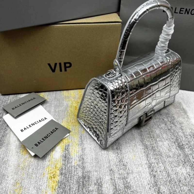 Balenciaga Hourglass Crocodile Pattern Bag - Silver Edition Minimalist 78708