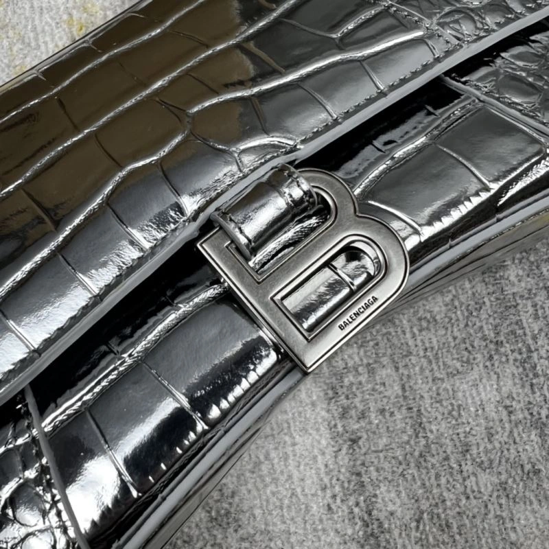 Balenciaga Hourglass Crocodile Pattern Bag - Silver Edition Minimalist 78708