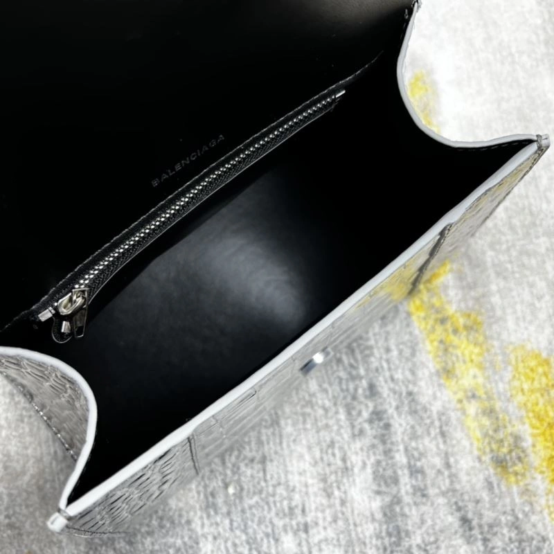 Balenciaga Hourglass Crocodile Pattern Bag - Silver Edition Minimalist 78708