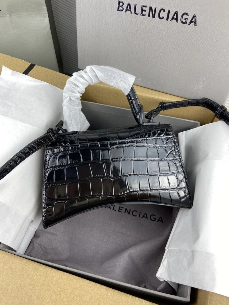 Balenciaga Hourglass Crocodile Pattern Bag with Black Buckle ZipUp 78719