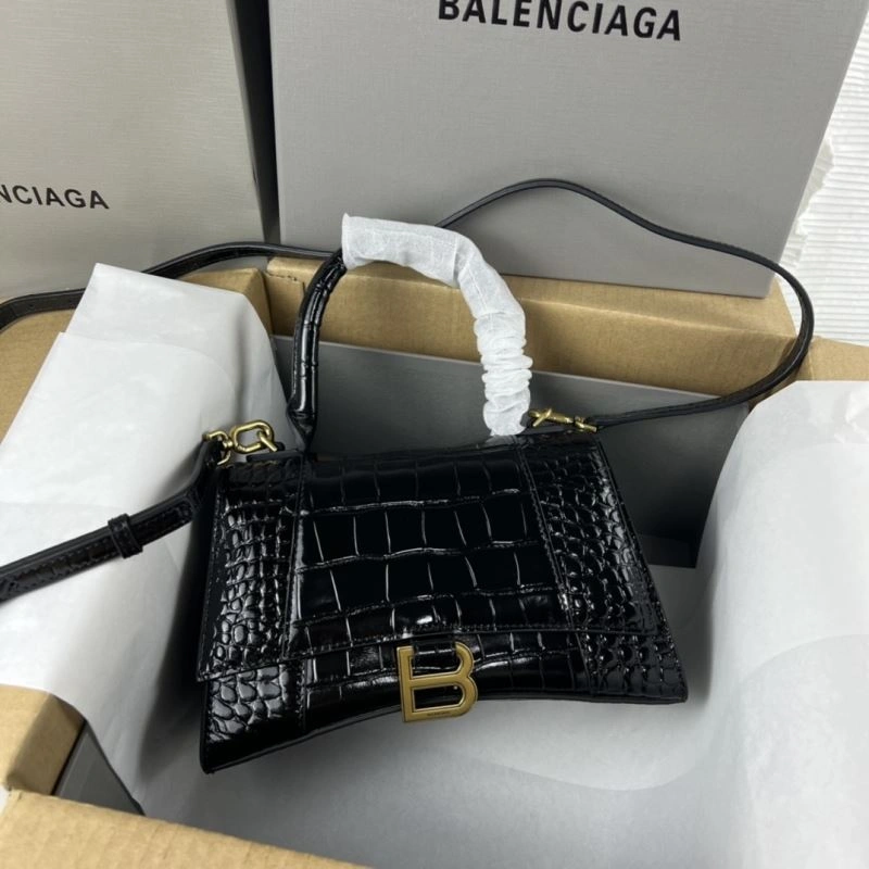 Balenciaga Hourglass Crocodile Pattern Bag with Gold Buckle Soft 78713