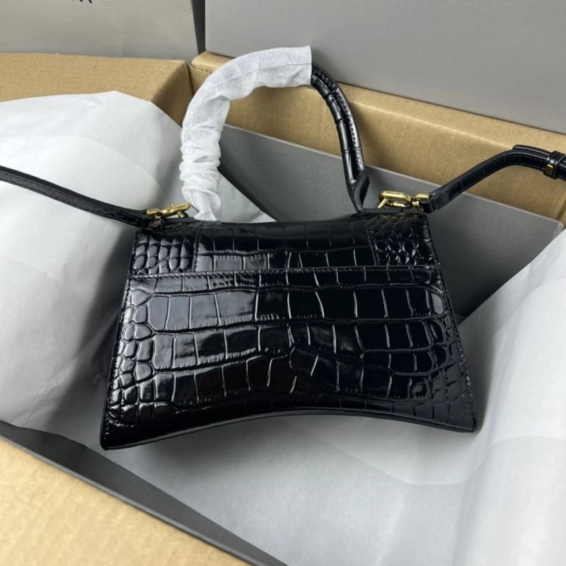 Balenciaga Hourglass Crocodile Pattern Bag with Gold Buckle Soft 78713