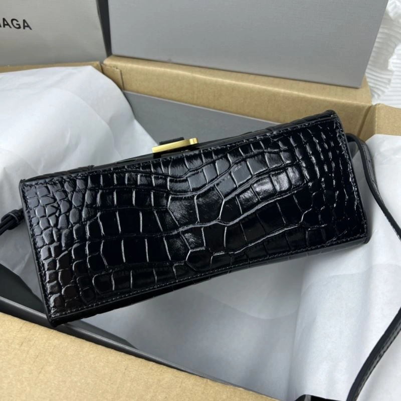 Balenciaga Hourglass Crocodile Pattern Bag with Gold Buckle Soft 78713