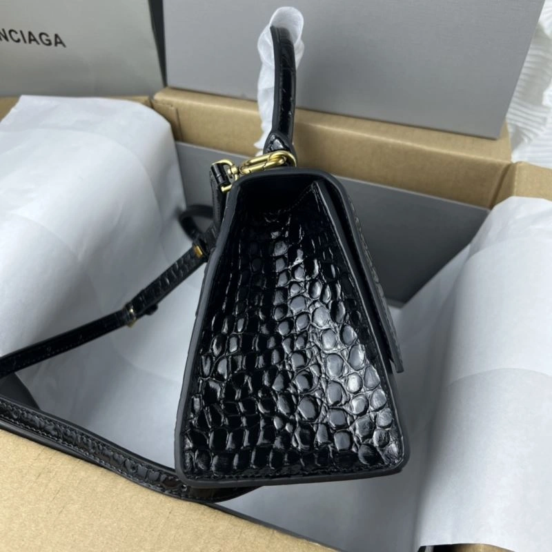 Balenciaga Hourglass Crocodile Pattern Bag with Gold Buckle Soft 78713