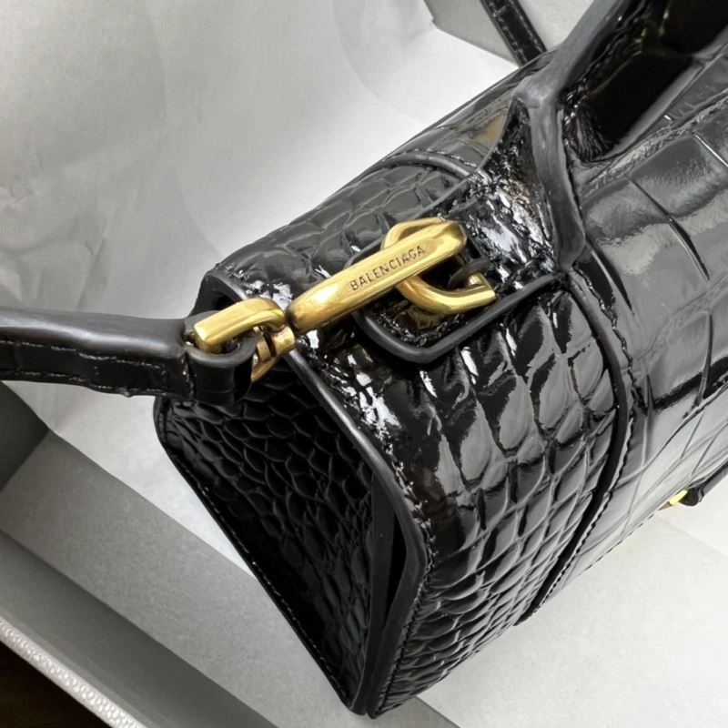 Balenciaga Hourglass Crocodile Pattern Bag with Gold Buckle Soft 78713