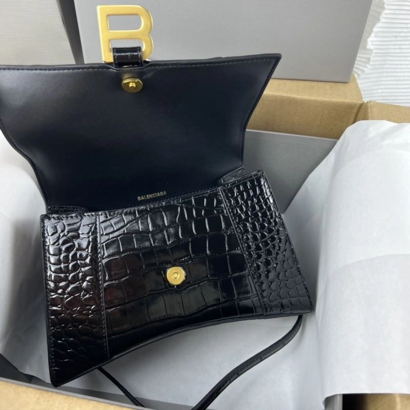 Balenciaga Hourglass Crocodile Pattern Bag with Gold Buckle Soft 78713