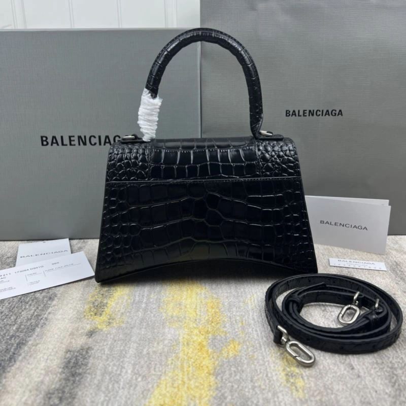 Balenciaga Hourglass Crocodile Pattern Bag with Silver Buckle TopPick 78715