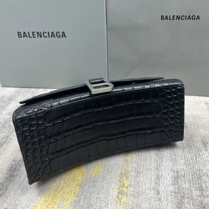 Balenciaga Hourglass Crocodile Pattern Bag with Silver Buckle TopPick 78715