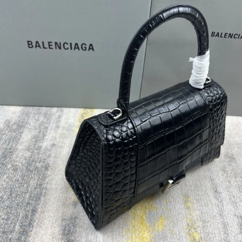 Balenciaga Hourglass Crocodile Pattern Bag with Silver Buckle TopPick 78715