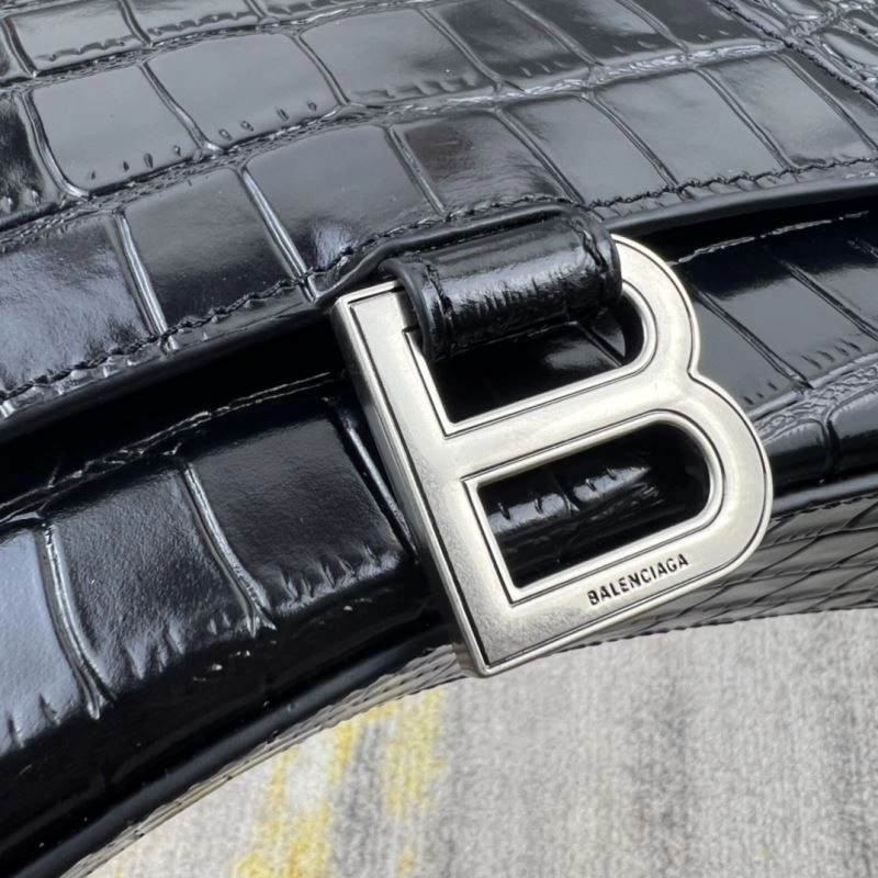 Balenciaga Hourglass Crocodile Pattern Bag with Silver Buckle TopPick 78715