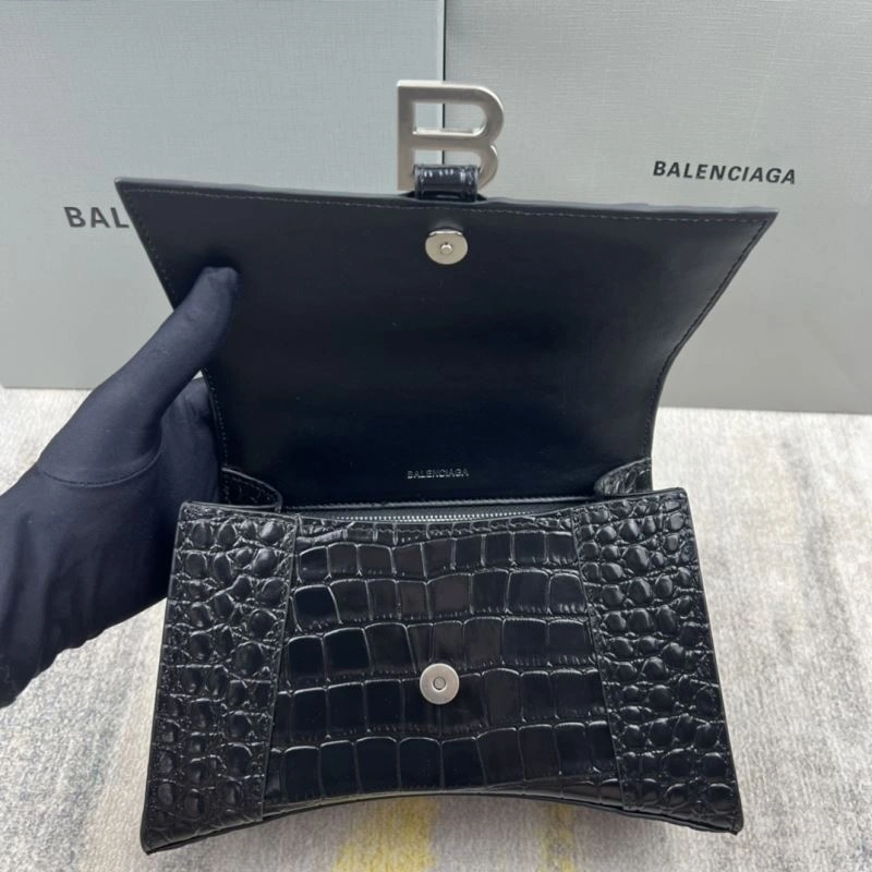 Balenciaga Hourglass Crocodile Pattern Bag with Silver Buckle TopPick 78715