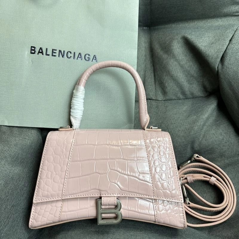 Fashionable Balenciaga Hourglass Crocodile Pattern Bag with Silver Buckle 70045
