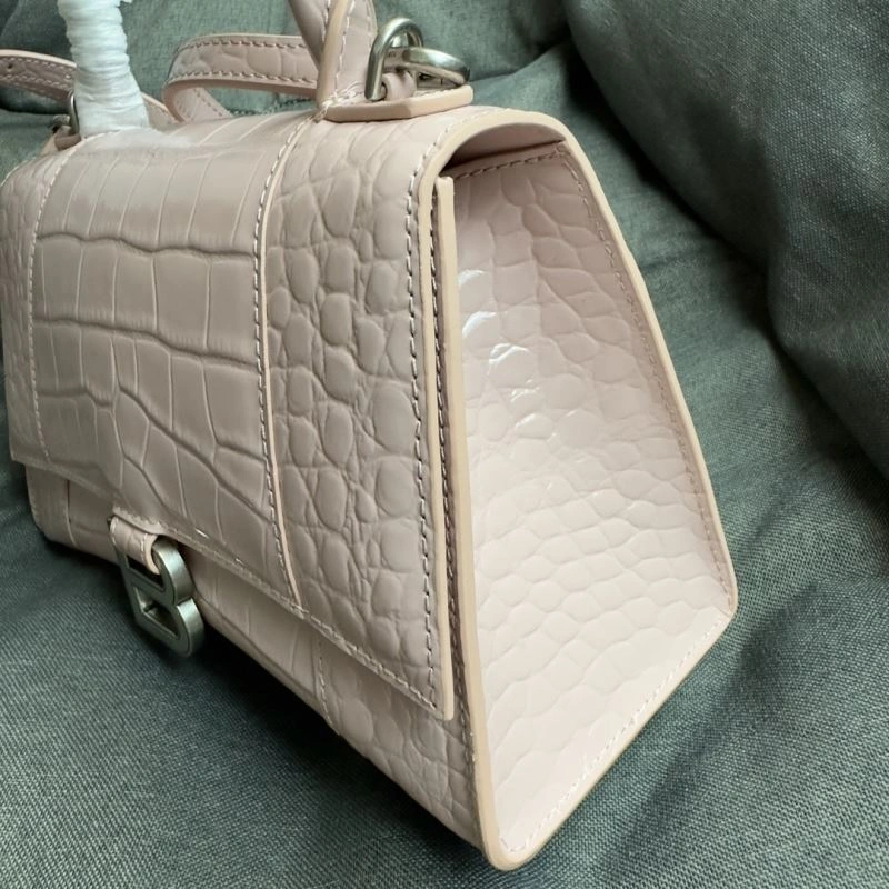 Fashionable Balenciaga Hourglass Crocodile Pattern Bag with Silver Buckle 70045