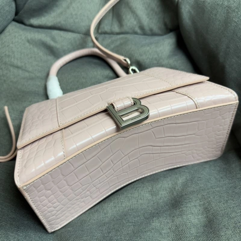 Fashionable Balenciaga Hourglass Crocodile Pattern Bag with Silver Buckle 70045
