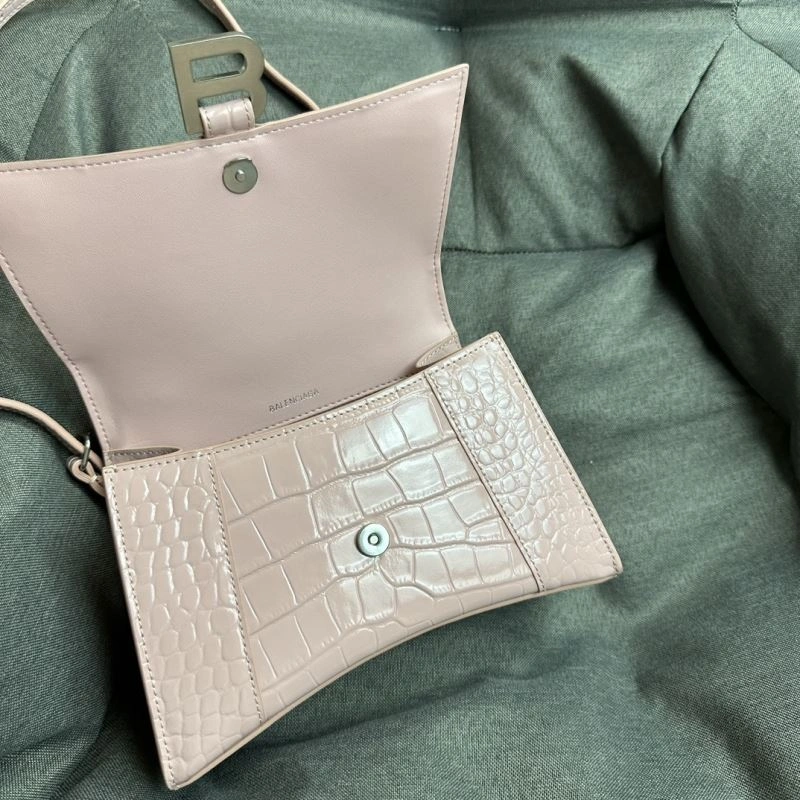 Fashionable Balenciaga Hourglass Crocodile Pattern Bag with Silver Buckle 70045