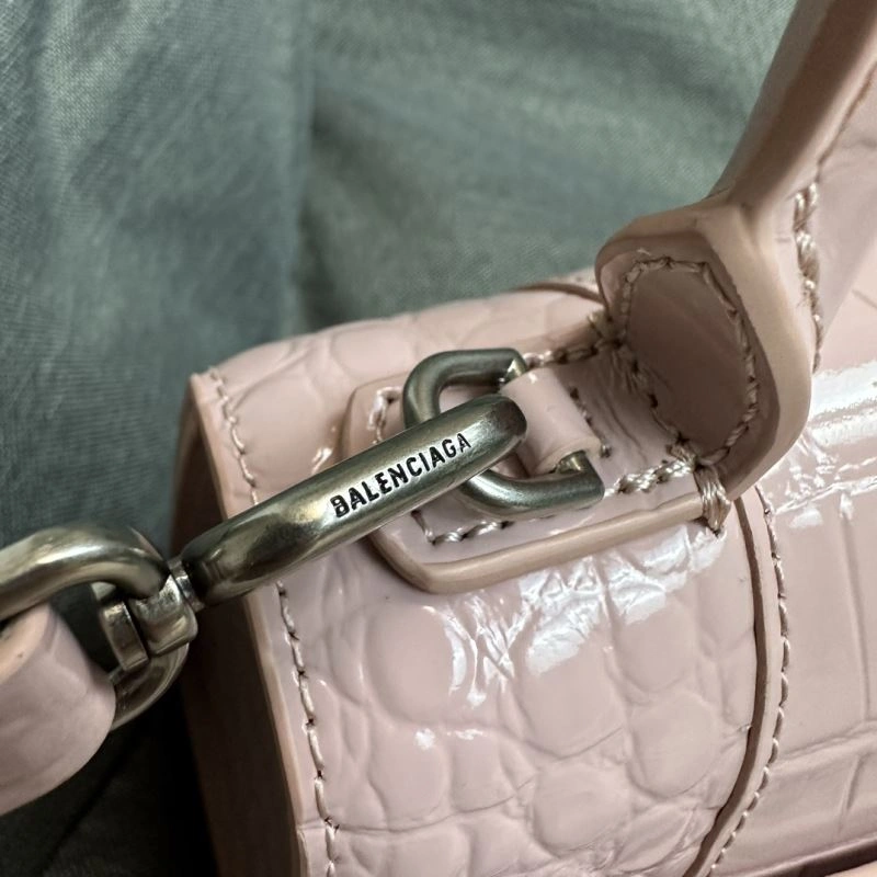Fashionable Balenciaga Hourglass Crocodile Pattern Bag with Silver Buckle 70045