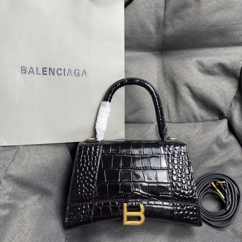 Balenciaga Hourglass Crocodile Pattern Black Gold Bag Efficient 70019
