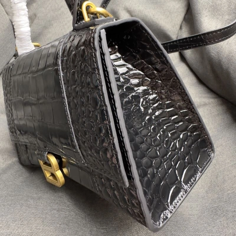Balenciaga Hourglass Crocodile Pattern Black Gold Bag Efficient 70019